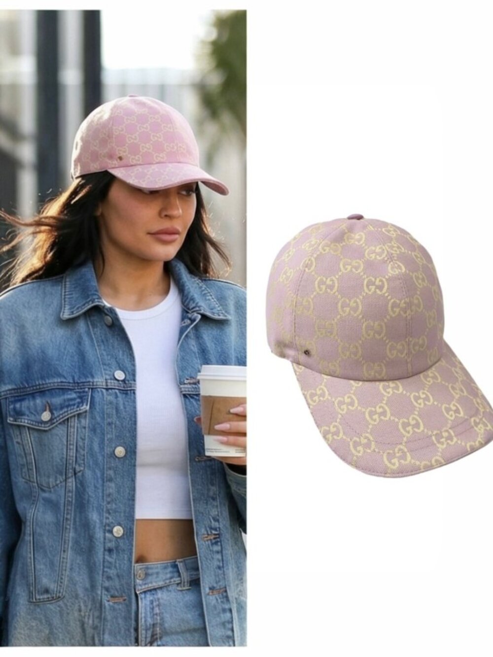 Pink Gucci Baseball Cap | Supreme GG Monogram Web Hat Incl Dust Bag | Size M